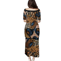 African Ankara Motifs Mixed Animal Skins Family Matching Puletasi and Hawaiian Shirt