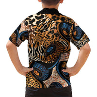 African Ankara Motifs Mixed Animal Skins Family Matching Short Sleeve Bodycon Dress and Hawaiian Shirt - Wonder Print Shop