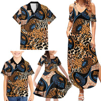 African Ankara Motifs Mixed Animal Skins Family Matching Summer Maxi Dress and Hawaiian Shirt - Wonder Print Shop