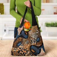 African Ankara Motifs Mixed Animal Skins Grocery Bag