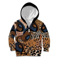 African Ankara Motifs Mixed Animal Skins Kid Hoodie - Wonder Print Shop