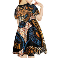 African Ankara Motifs Mixed Animal Skins Kid Short Sleeve Dress - Wonder Print Shop