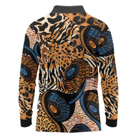 African Ankara Motifs Mixed Animal Skins Long Sleeve Polo Shirt - Wonder Print Shop