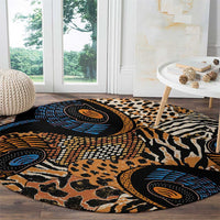 African Ankara Motifs Mixed Animal Skins Round Carpet - Wonder Print Shop