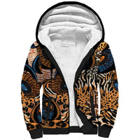 African Ankara Motifs Mixed Animal Skins Sherpa Hoodie - Wonder Print Shop