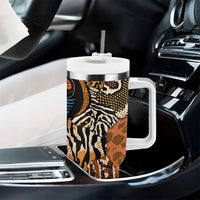 African Ankara Motifs Mixed Animal Skins Tumbler With Handle - Wonder Print Shop
