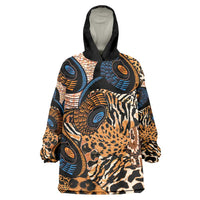 African Ankara Motifs Mixed Animal Skins Wearable Blanket Hoodie - Wonder Print Shop