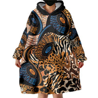 African Ankara Motifs Mixed Animal Skins Wearable Blanket Hoodie - Wonder Print Shop