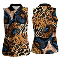 African Ankara Motifs Mixed Animal Skins Women Sleeveless Polo Shirt - Wonder Print Shop