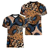 African Ankara Motifs Mixed Animal Skins Women V-Neck T-Shirt - Wonder Print Shop