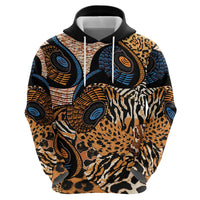 African Ankara Motifs Mixed Animal Skins Zip Hoodie - Wonder Print Shop