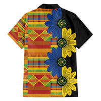 African Ethnic Kitenge Ankara Style Family Matching Off The Shoulder Long Sleeve Dress and Hawaiian Shirt