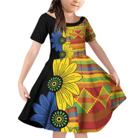 African Ethnic Kitenge Ankara Style Family Matching Off Shoulder Short Dress and Hawaiian Shirt LT9 - Wonder Print Shop