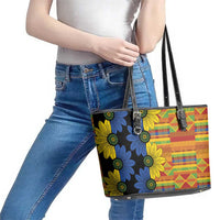 African Ethnic Kitenge Ankara Style Leather Tote Bag