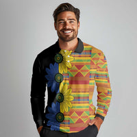 African Ethnic Kitenge Ankara Style Long Sleeve Polo Shirt - Wonder Print Shop
