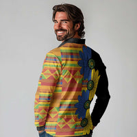 African Ethnic Kitenge Ankara Style Long Sleeve Polo Shirt - Wonder Print Shop