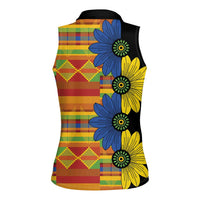 African Ethnic Kitenge Ankara Style Women Sleeveless Polo Shirt - Wonder Print Shop
