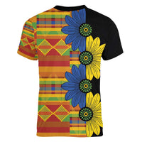 African Ethnic Kitenge Ankara Style Women V-Neck T-Shirt - Wonder Print Shop