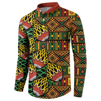 African Tribal Geometric Mixed Kanga Pattern Button Sweatshirt LT9 - Wonder Print Shop