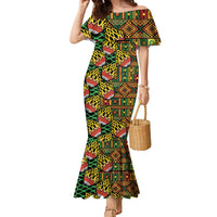 African Tribal Geometric Mixed Kanga Pattern Family Matching Mermaid Dress and Hawaiian Shirt LT9 - Wonder Print Shop