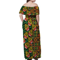 African Tribal Geometric Mixed Kanga Pattern Family Matching Off Shoulder Maxi Dress and Hawaiian Shirt LT9 - Wonder Print Shop