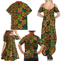 African Tribal Geometric Mixed Kanga Pattern Family Matching Summer Maxi Dress and Hawaiian Shirt - Wonder Print Shop
