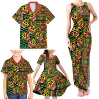 African Tribal Geometric Mixed Kanga Pattern Family Matching Tank Maxi Dress and Hawaiian Shirt - Wonder Print Shop