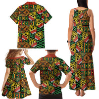 African Tribal Geometric Mixed Kanga Pattern Family Matching Tank Maxi Dress and Hawaiian Shirt - Wonder Print Shop