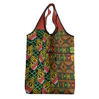 African Tribal Geometric Mixed Kanga Pattern Grocery Bag
