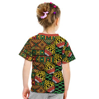 African Tribal Geometric Mixed Kanga Pattern Kid T Shirt - Wonder Print Shop