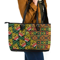 African Tribal Geometric Mixed Kanga Pattern Leather Tote Bag