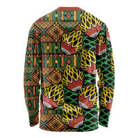 African Tribal Geometric Mixed Kanga Pattern Long Sleeve Shirt - Wonder Print Shop