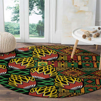 African Tribal Geometric Mixed Kanga Pattern Round Carpet - Wonder Print Shop