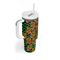 African Tribal Geometric Mixed Kanga Pattern Tumbler With Handle - Wonder Print Shop