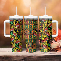 African Tribal Geometric Mixed Kanga Pattern Tumbler With Handle - Wonder Print Shop