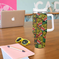 African Tribal Geometric Mixed Kanga Pattern Tumbler With Handle - Wonder Print Shop