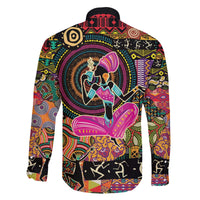 African Women Ethnic Motifs Family Matching Off The Shoulder Long Sleeve Dress and Hawaiian Shirt