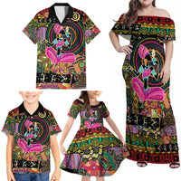 African Women Ethnic Motifs Family Matching Off Shoulder Maxi Dress and Hawaiian Shirt LT9 - Wonder Print Shop
