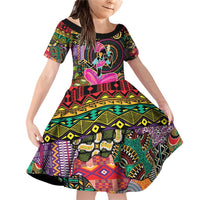 African Women Ethnic Motifs Family Matching Off Shoulder Short Dress and Hawaiian Shirt LT9 - Wonder Print Shop
