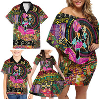 African Women Ethnic Motifs Family Matching Off Shoulder Short Dress and Hawaiian Shirt LT9 - Wonder Print Shop