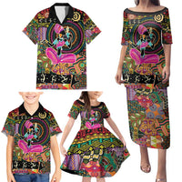African Women Ethnic Motifs Family Matching Puletasi and Hawaiian Shirt