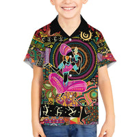 African Women Ethnic Motifs Family Matching Puletasi and Hawaiian Shirt