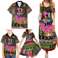 African Women Ethnic Motifs Family Matching Summer Maxi Dress and Hawaiian Shirt - Wonder Print Shop