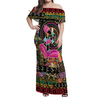 African Women Ethnic Motifs Off Shoulder Maxi Dress - Wonder Print Shop