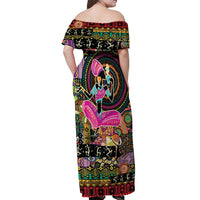 African Women Ethnic Motifs Off Shoulder Maxi Dress - Wonder Print Shop