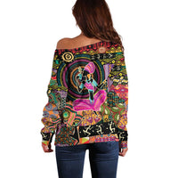 African Women Ethnic Motifs Off Shoulder Sweater - Wonder Print Shop
