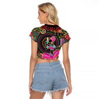 African Women Ethnic Motifs Raglan Cropped T Shirt - Wonder Print Shop