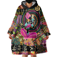 African Women Ethnic Motifs Wearable Blanket Hoodie - Wonder Print Shop