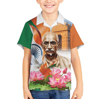 India Gandhi Martyr's Day Family Matching Off The Shoulder Long Sleeve Dress and Hawaiian Shirt Shaheed Diwas Ashoka Chakra