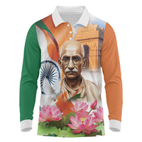 India Gandhi Martyr's Day Long Sleeve Polo Shirt Shaheed Diwas Ashoka Chakra - Wonder Print Shop